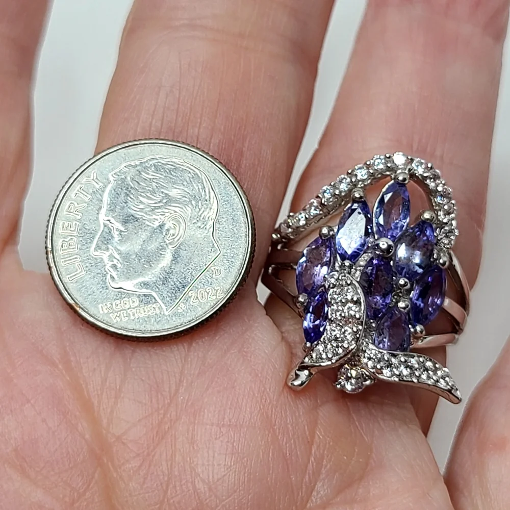 Tanzanite Cluster Ring
